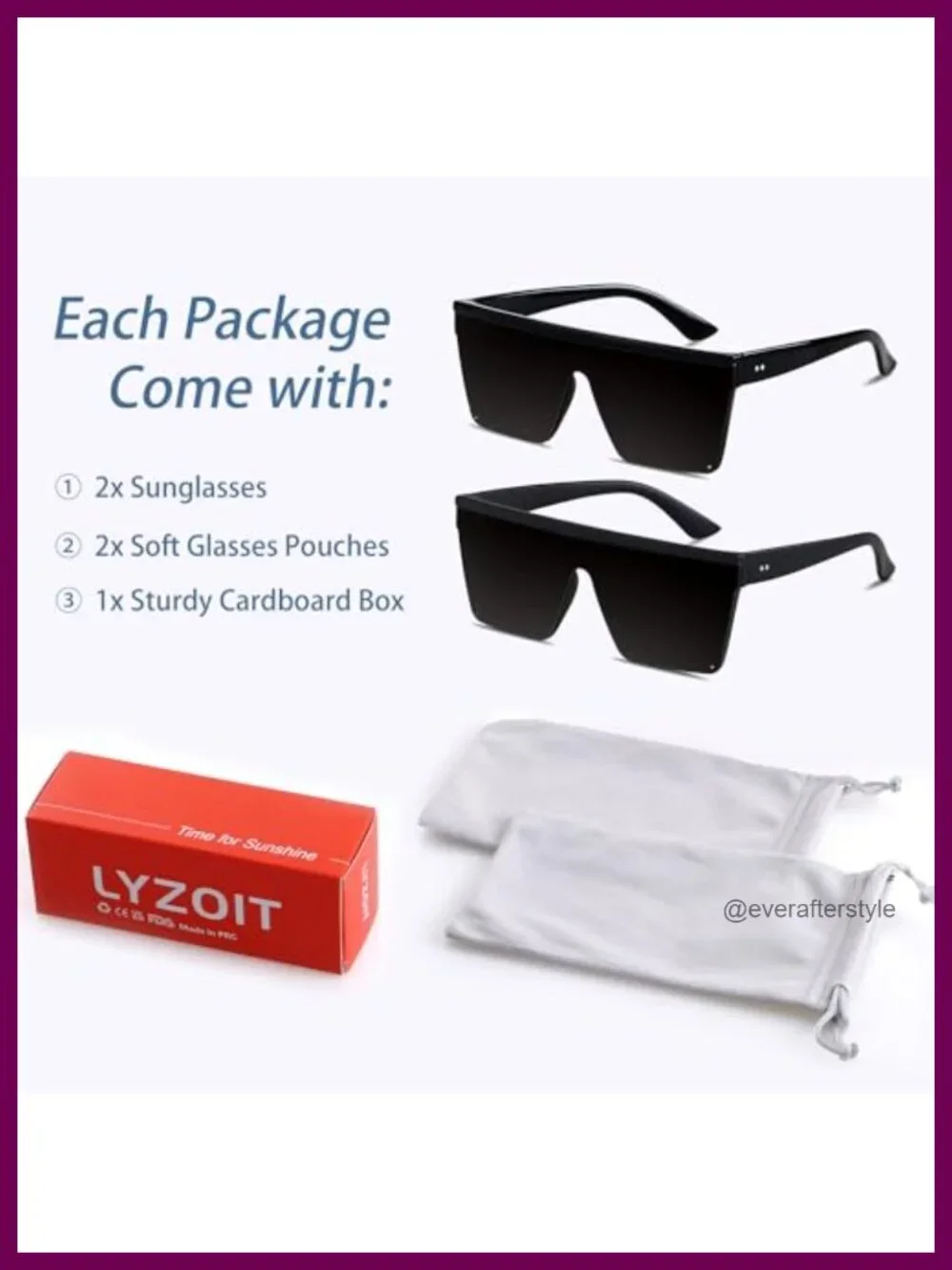 Oversized Square Sunglasses UV400 Protection Shield Rimless